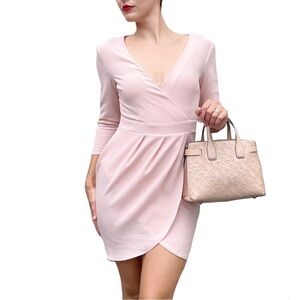 ASOS Blush Pink Barbie Tulip Skirt 3/4 Sleeve Mini Dress Size 2